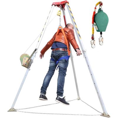 Confined Space Tripod Kit, Emergency Rescue Tripod with Safety Rope, 2.1 m Mount and Collapsible Fire Rescue Tripod for Subway Shafts and Sewers, 1200 lbs Win