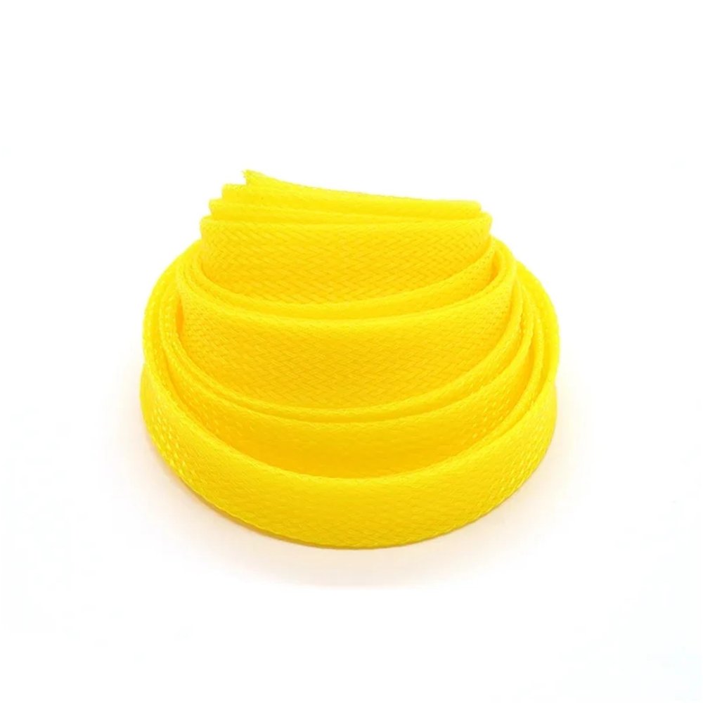 DJJSDMY Cable Sleeves Insulated Expandable Braided Sleeving Tight Wire Gland High Density Protection Cable Sleeve(Yellow,12MM_5 Meters)