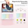 AnMengXinLing RGB Backlit Keyboard Case for Galaxy Tab S10 Lite/ S10 FE/ S9 FE/S9/S8/S7 with Mouse, Magnetic Detachable Wireless Keyboard Mouse,Lightweight Stand Cover with S Pen Holder,Sky Blue view 2