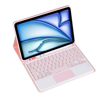 Keyboard Case for Samsung Galaxy Tab A7 (2020) 10.4" SM-T500/T505 Tablet Detachable Keyboard, Fully Wrapped Leather Case with Built-in Pen Holder (Pink,Touch Pad)