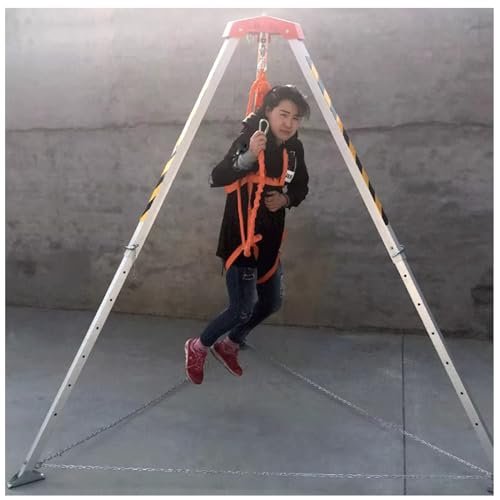 Aluminum Confined Space Tripod Kit - 65ft, 82ft, 98ft Winch, Lifting Rescue Equipment with Safety Belts and Carrying Bag, Bracket for Borehole Exploration Tunnel (Size: 1200 lbs (65 Fu