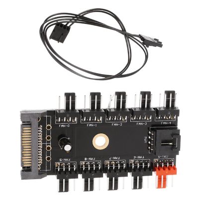 10x 4-pin PWM PC CPU Cooling Fan Hub SATA Interface Cooling Fan Splitter Controller Hub Accessory