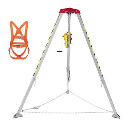 Aluminum Rescue Tripod, confined Space Tripod with 1200LBS Winch and 30m Wire Rope, Sewer Wellhead Rescue Tripod, Easy to Assemble, confined Space Tripod kit
