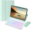 AnMengXinLing Keyboard Case for Galaxy Tab A11+ Plus/A9+ Plus 5G 11 Inch with Mouse, 7 Color Rainbow Backlight Magnetic Detachable Wireless Keyboard Mouse with S Pen Holder, Mint Green view 1