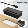 Conference Table Hub Power Outlet with 3 AC Power Outlets and USB Fast Charging, 9.8FT Power Cord Embedded Outlets, Heavy-Duty Desktop Socket Connectivity Box for Office, Home, Study Spaces view 3