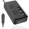 12V to 110V Car Power Inverter 200W - 400W Surge, Dual USB C Fast Charge & AC Outlets, Multi - for Truck RV view 1