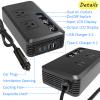 12V to 110V Car Power Inverter 200W - 400W Surge, Dual USB C Fast Charge & AC Outlets, Multi - for Truck RV view 2
