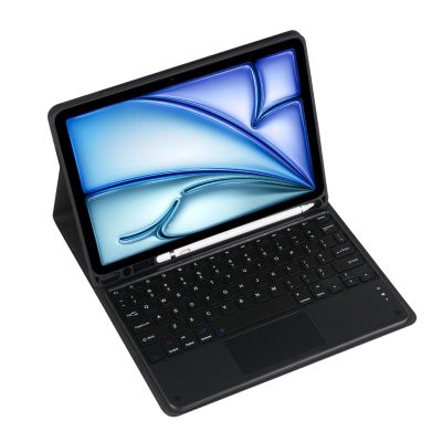 Keyboard Case for Samsung Galaxy Tab S9 FE(10.9") SM-X510/X516B Tablet Detachable Keyboard, Fully Wrapped Leather Case with Built-in Pen Holder (Black,Touch Pad)