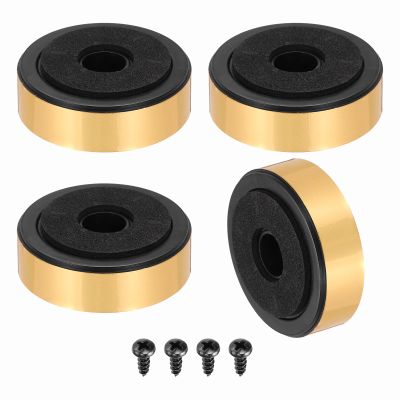 MECCANIXITY 4 Pcs Speaker Isolation Feet,47mmx15mm Plastic Foam Shock Absorption Base Pad Anti Vibration Amplifier Stand Feet Mat for Audio CD HiFi Home Theater Sound System, Gold