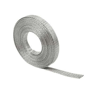 FOURUB Flat Tinned Copper Wires Shielding Sleeving,Wire Cable Braided Sleeve Shield Metal Ground Straps EMI/RFI Mesh Protect (Silver, 1/2"-50ft)