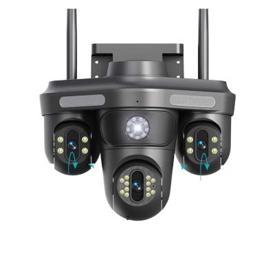 TWSYOXPR 6K 12MP WiFi IP Camera with Triple Lens, 10X Zoom, Three Screens, Outdoor PTZ & Motion Detection(EU Plug,6K Camera Add 32G)