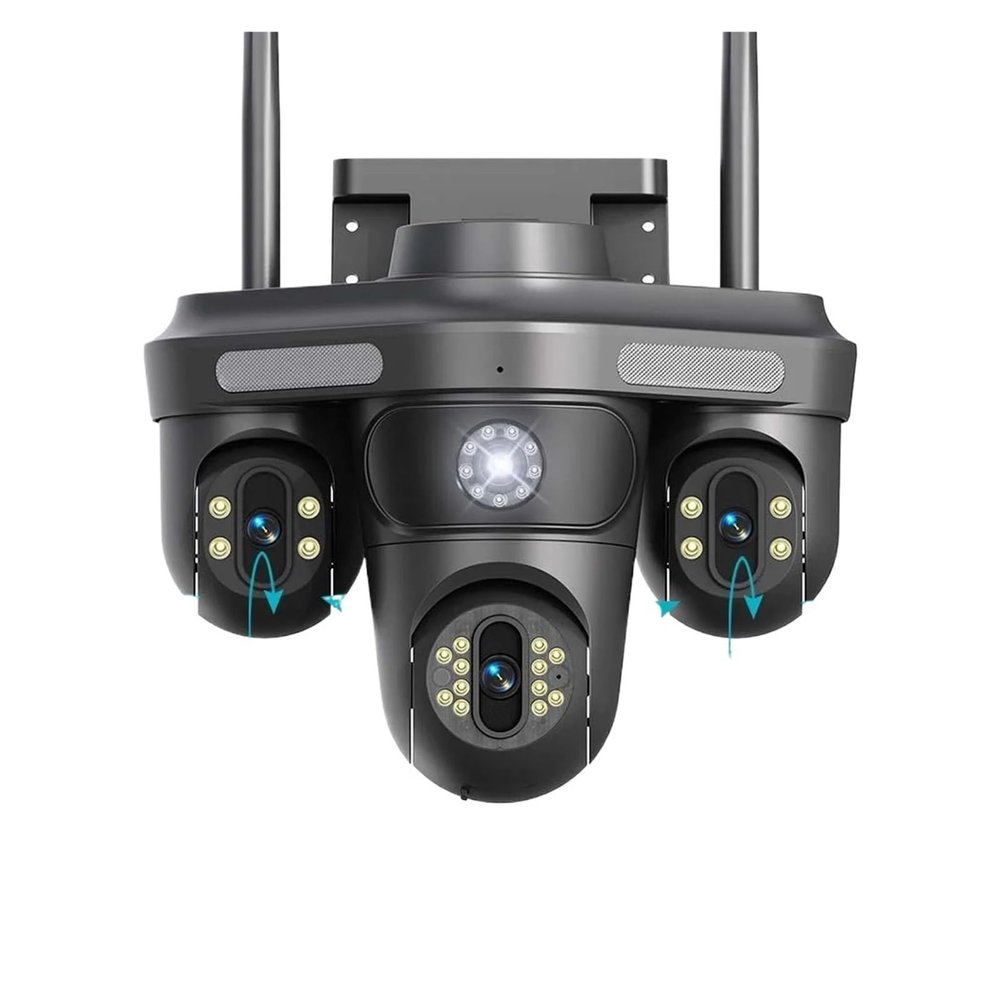 TWSYOXPR 6K 12MP WiFi IP Camera with Triple Lens, 10X Zoom, Three Screens, Outdoor PTZ & Motion Detection(EU Plug,6K Camera Add 32G)