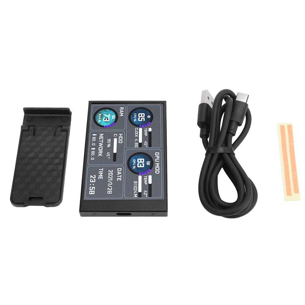 YedaHcy 3.5inch Secondary Screen, USB C Computer Temperature Display Sub Screen, Hardware Status Monitor, Adjustable Brightness,