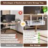 Extra Wide Under Desk Cable Management - No Drill Installation Cable Management Tray, Modern Cord Organizer for Office/Home Desk, Fits Power Strips & Wires((White, XL) view 3