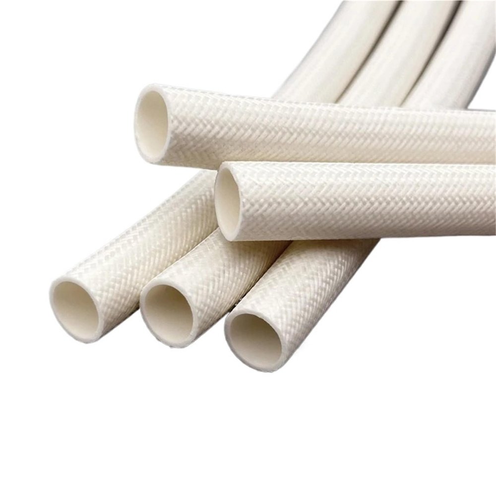 1pc Fiberglass Braided Sleeve Silicone Tube Pipe High Temp Heat Resistant Flame Retardant Insulated Sleeving(7 X 9MM_3M)