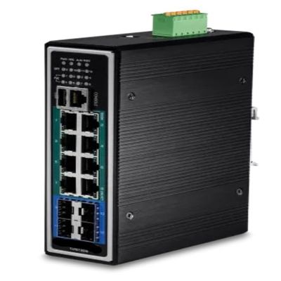 TI-PG1284i  12-Port Hardened Industrial Gigabit L2+ Managed PoE+ DIN-Rail Switch