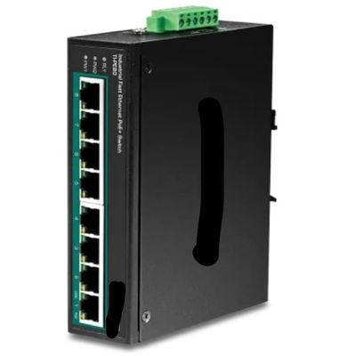 TI-PE80 - 8-Port Industrial Fast Ethernet PoE+ DIN-Rail Switch