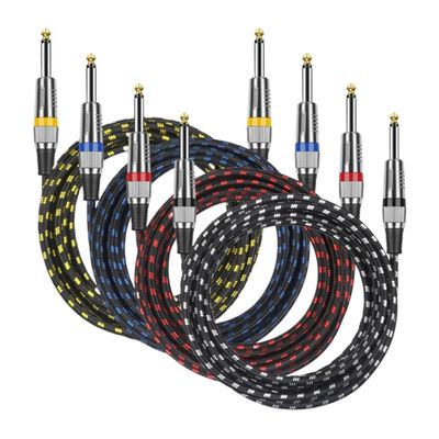 bodateng 2 Pack 6.35 to 6.35 Guitar Cable 6.35 1/4 Inch Mono Ja-ck 6.5mm to 6.5mm Audio Instrument Wire for Bass Mixer Cord(4 Packs,3m)
