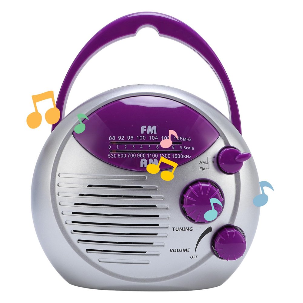 AM FM Shower Radio Built in Speaker,IPX4 Hanging Bathroom Radio,Portable AM FM Shower Radio with Clear Sound Quality with Rotating Knob for Easy Tuning and Volume Control