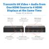 Tripp Lite Series 4-Port HDMI Splitter, 8K@60Hz, 1 in 4 Out, Mirror/Duplicate Only, Multi-Resolution Support, Mounting Kit, International Power Adapter, Plug-and-Play, 1-Year Warranty (B118-004-8K) view 2