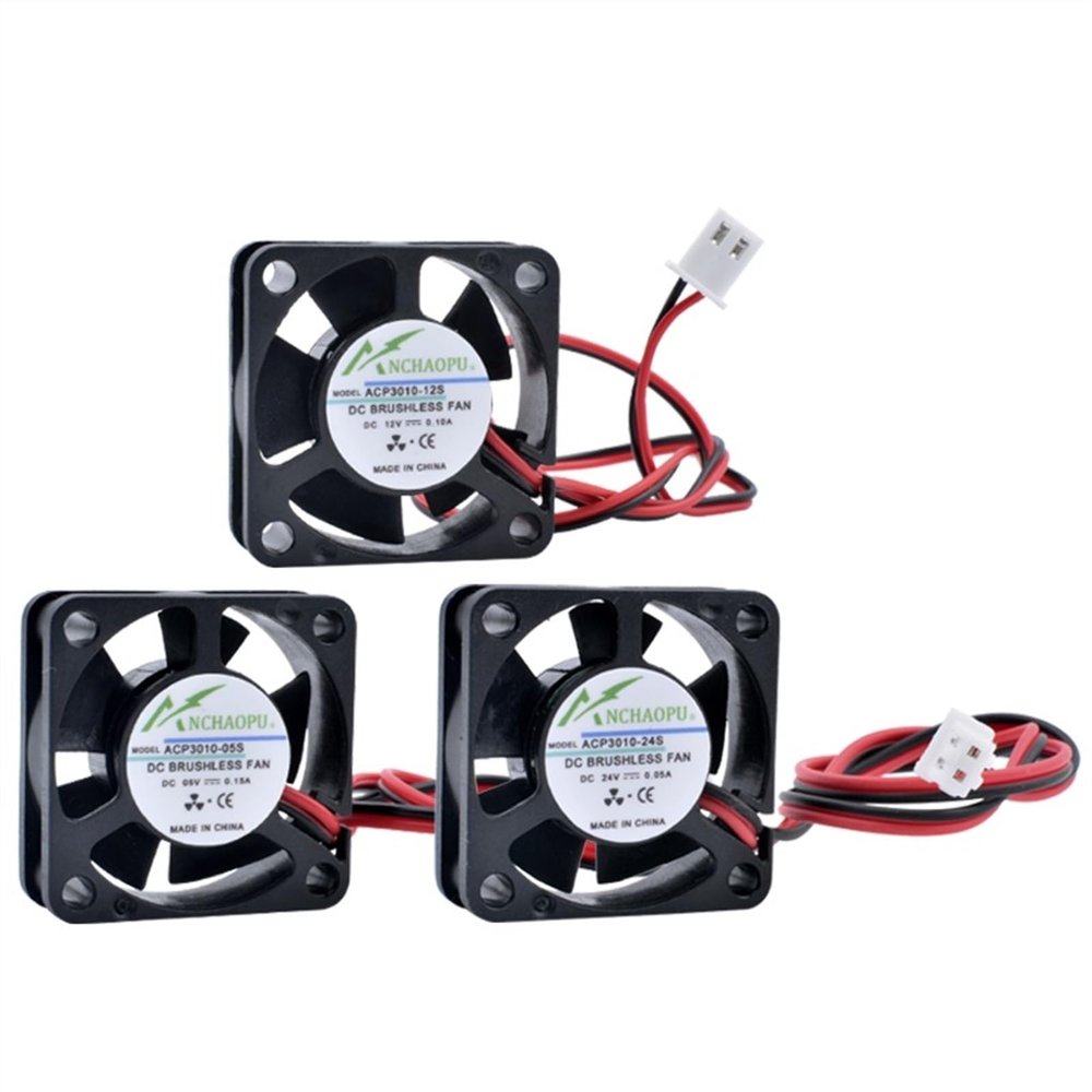 1PCS ACP3010 3cm 30mm Fan 30x30x10mm DC5V 12V 24V 2 Wires 2pin Miniature and Cooling Fan for USB Router 3D Printer(5V)
