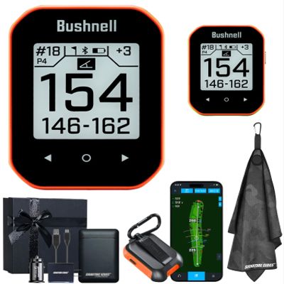 Bushnell Golf Phantom 3 Slope GPS Handlheld (Orange) | 38,000+ Courses, Slope Compensation, Hazard Info, Distance Calculator, Scorekeeping, Magnet Mount, Touchscreen | Signature Series Gift Bundle