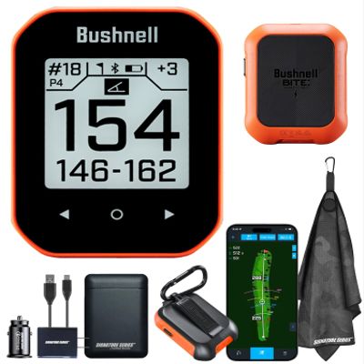Bushnell Golf Phantom 3 Slope GPS Handlheld (Orange) | 38,000+ Courses, Slope Compensation, Hazard Info, Distance Calculator, Scorekeeping, Magnet Mount, Touchscreen | Signature Series Power Bundle