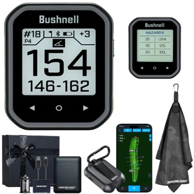 Bushnell Golf Phantom 3 Slope GPS Handlheld (Black) | 38,000+ Courses, Slope Compensation, Hazard Info, Distance Calculator, Scorekeeping, Magnet Mount, Touchscreen | Signature Series Gift Bundle