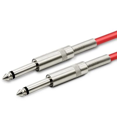 Ja-ck 6.35 mm Nickel Plated Instrument Guitar Cable Male to Male Audio Cable for Guitar Bass Keyboard(Red,1m)