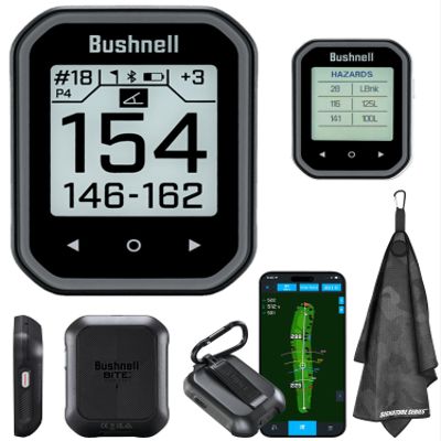 Bushnell Golf Phantom 3 Slope GPS Handlheld (Black) | 38,000+ Courses, Slope Compensation, Hazard Info, Distance Calculator, Scorekeeping, Magnet Mount, Touchscreen | Signature Series Golf Towel