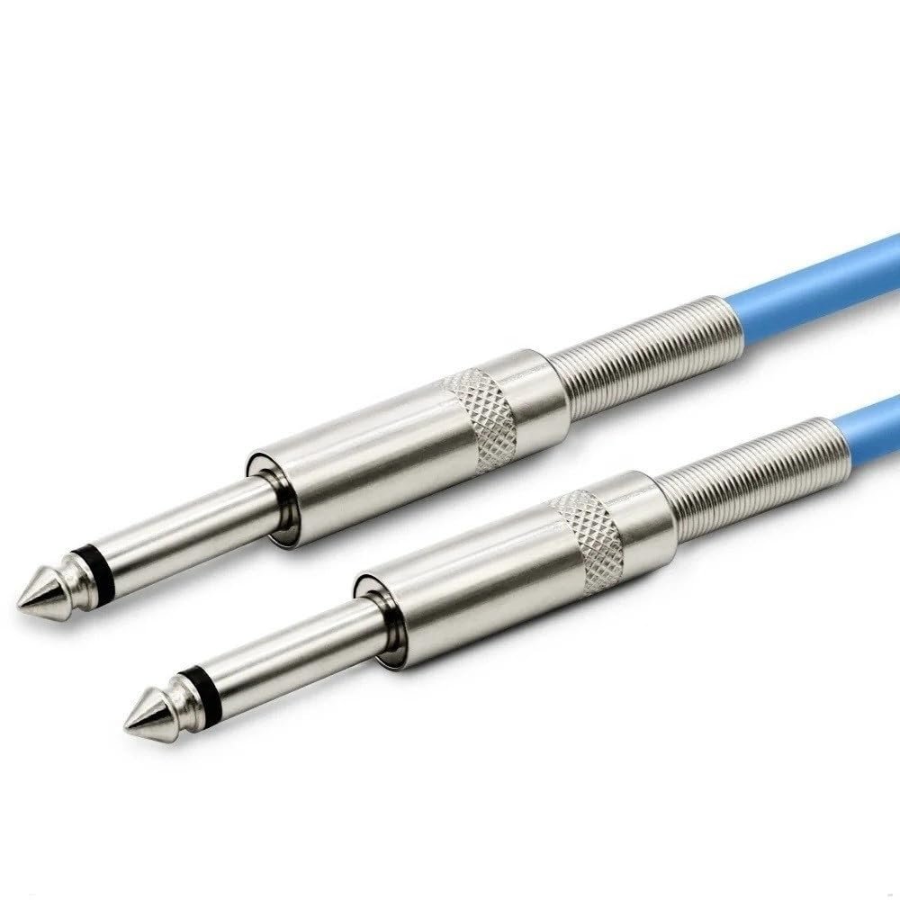 Ja-ck 6.35 mm Nickel Plated Instrument Guitar Cable Male to Male Audio Cable for Guitar Bass Keyboard(Blue,5m)