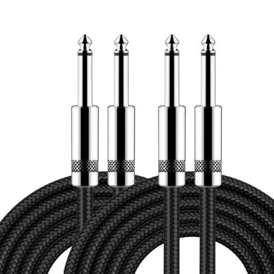 1/4 Inch Braided Instrument Guitar Cable Mono 6.5 Straight to Straight 6.35mm Unbalanced Audio Cord for Electric Guitar Bass(6.35 TS-2Packs,3m)