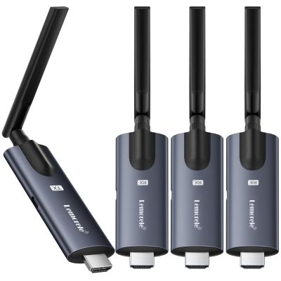 Lemorele Wireless HDMI Transmitter and Receiver, Aluminum Alloy Deep Gray, 5Ghz up to 656ft, 1080P 60Hz, Plug and Play with TuTuPlay App Monitor, for Security, Streaming, Home Theater, PC/TV. 1TX+3RX