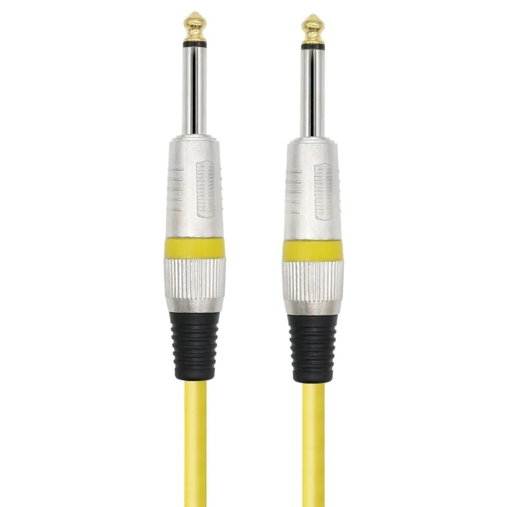 6.35 Guitar Cable Ja-ck Male to Male 1/4 Inch Instrument Audio Cable 6.5mm to 6.5mm Gold-Plated Aux Cables for Guitar Mixer So On(Yellow M-M,15m)
