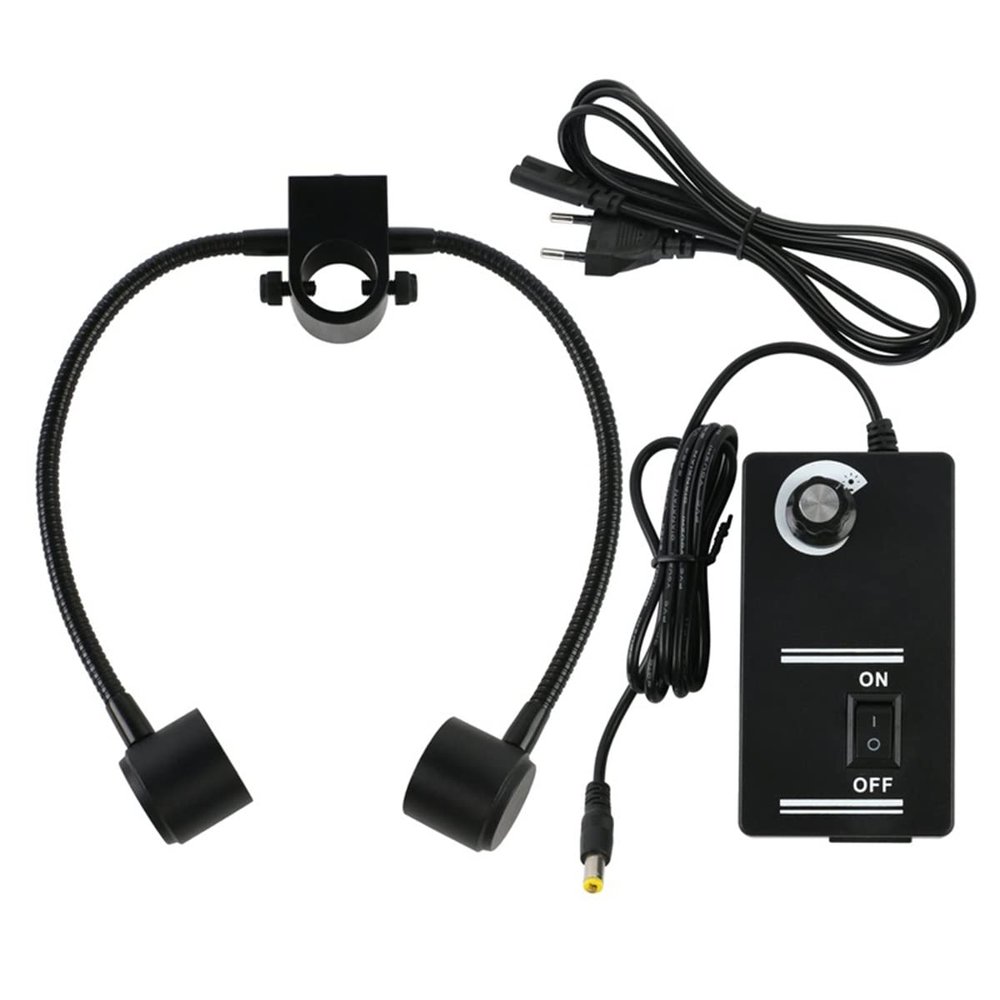 JOEBO Microscope Kit 25mm 3W 2x12 LED Bulb Twin Dual Goose Neck Illuminator Lights Lamp for Industry Stereo Microscope Microscope Lens Adapters