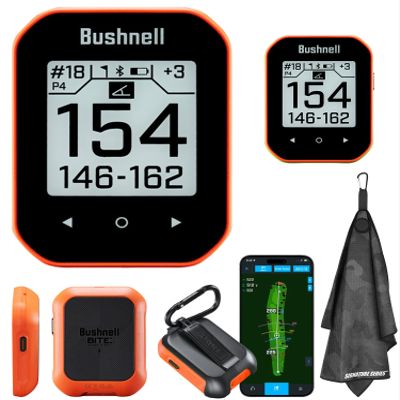 Bushnell Golf Phantom 3 Slope GPS Handlheld (Orange) | 38,000+ Courses, Slope Compensation, Hazard Info, Distance Calculator, Scorekeeping, Magnet Mount, Touchscreen | Signature Series Golf Towel