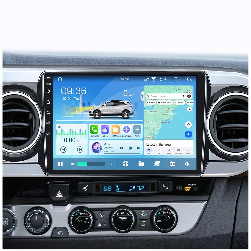 12 Core Radio Stereo Replacement Upgrade for Toyota Tacoma 2016-2022: 10.2 Inch IPS Touch Screen Head Unit with Wireless CarPlay Android Auto Bluetooth GPS WiFi DSP, 6GB RAM 128GB ROM Audio System