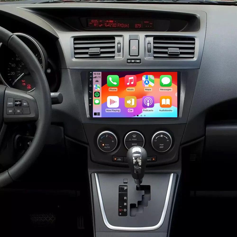 Android 13 Car Stereo Radio for Mazda 5 2011 2012 2013, 9 inch Touch Screen Double Din Radio with Wireless Carplay Android Auto Car Radio GPS Bluetooth FM 1280x720 AHD Backup Camera SWC, 2+32G
