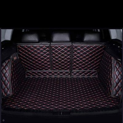 Car Full Coverage Boot Liner for Jeep Compass 20112016(with Speakers), Antislip Carpets Anti-Scratch Leather Rear Trunk Protector Mat,A/BlackRed