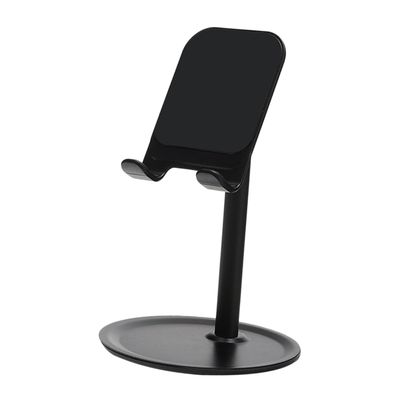 NAMOARLY Durable Metal Phone Holder Desktop Bracket Adjustable Tablet Stand Black Protective Silicone