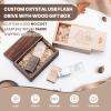 16GB 50Pcs Custom Crystal USB 3.0 Flash Drive with Wooden Gift Box, Wedding Thumb Drive with Linen Bag, Personalized Crystal USB Sticks, Engraved Your Logo & Text for Wedding/Company/Photography view 4