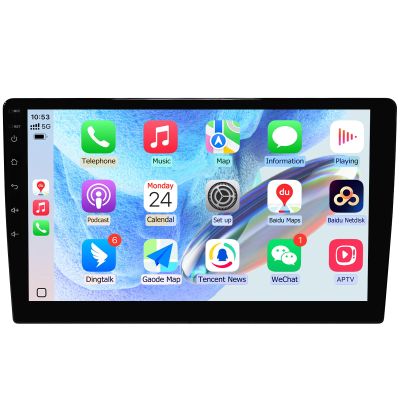 HPDELGB 10" Android Car Stereo Universal Radio 2GB+32GB Touch Screen Car Stereo Radio with Wireless Carplay, 14 Android Auto, GPS Navigation Head Unit, Bluetooth