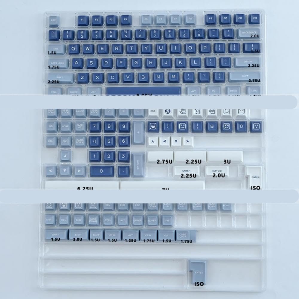 APOJHGF KBDiy SA Profile Keycap Set PBT Double Shot ISO Enter 7U Spacebar Compatible with Custom Mechanical Keyboard Kits(GMK Fishing)