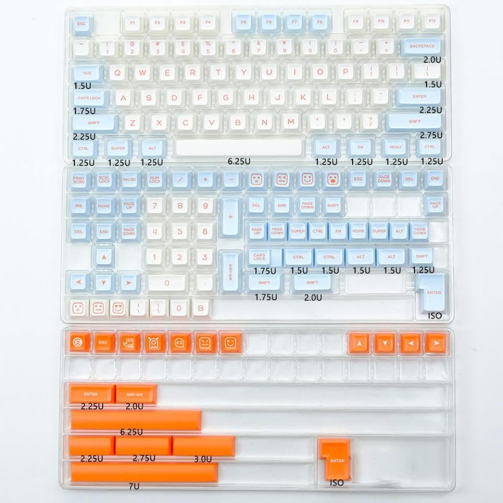 APOJHGF KBDiy SA Profile Keycap Set PBT Double Shot ISO Enter 7U Spacebar Compatible with Custom Mechanical Keyboard Kits(GMK Salmon)