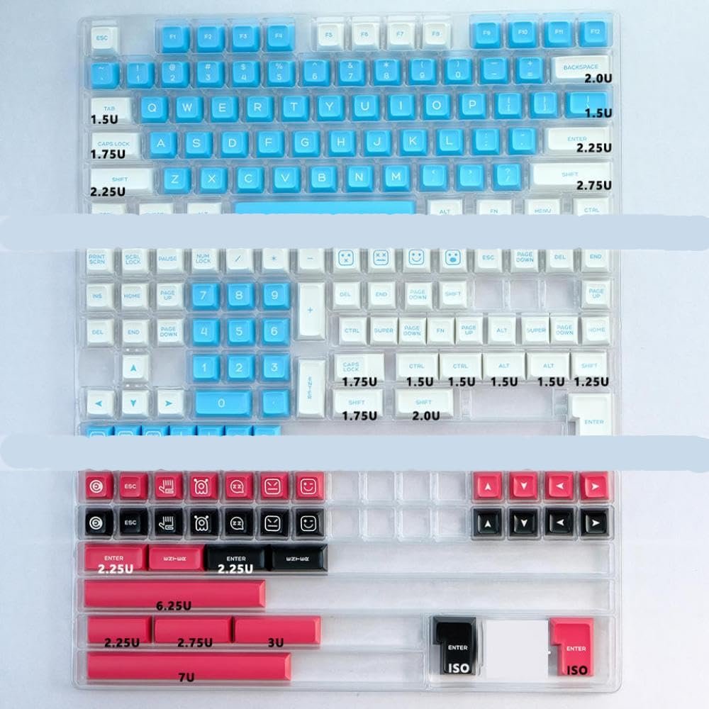 APOJHGF KBDiy SA Profile Keycap Set PBT Double Shot ISO Enter 7U Spacebar Compatible with Custom Mechanical Keyboard Kits(Lilith)