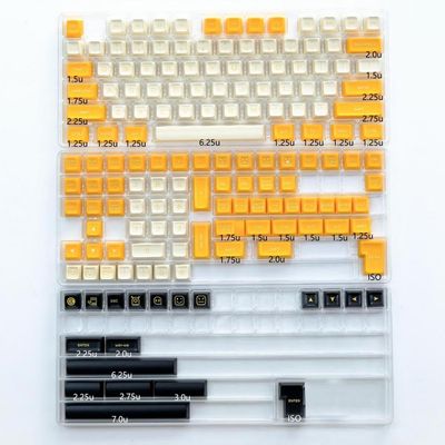 APOJHGF KBDiy SA Profile Keycap Set PBT Double Shot ISO Enter 7U Spacebar Compatible with Custom Mechanical Keyboard Kits(Banana)