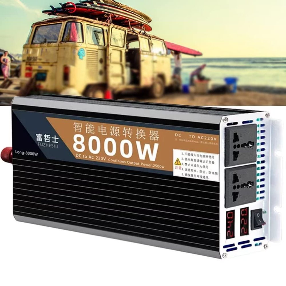 10000W Pure Sine Wave Inverter 60v DC to 220v AC Car Converter Power Inverter with Dual Voltage Display Suitable for Vehicles 315 Electric Welding Machine 3.5P Air Conditioner