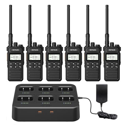 (2nd Gen RT86) Retevis RT86S Walkie Talkie Long Range,Professional 2 Way Radio with 6 Way Charger,Group Call,2600mAh Rechargeable,Type C,NOAA,Heavy Duty Two Way Radio for Adults Industrial(6 Pack)