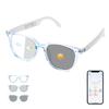 Bluetooth Smart Glasses for Women, AI Translation Glasses Supports 165+ Languages, Build in Mic Speakers, Color Change Lenses Transparent Frame with Polarized UV Protection for Travel Business-Blue view 1