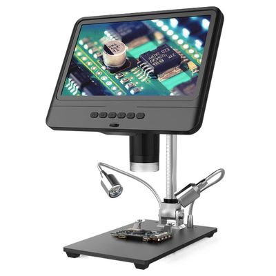 JOEBO Microscope Kit 8.5Inch LCD Display Screen 5X-1200X Digital Microscope 1280 * 800 Adjustable 1080P Tool Microscope Lens Adapters